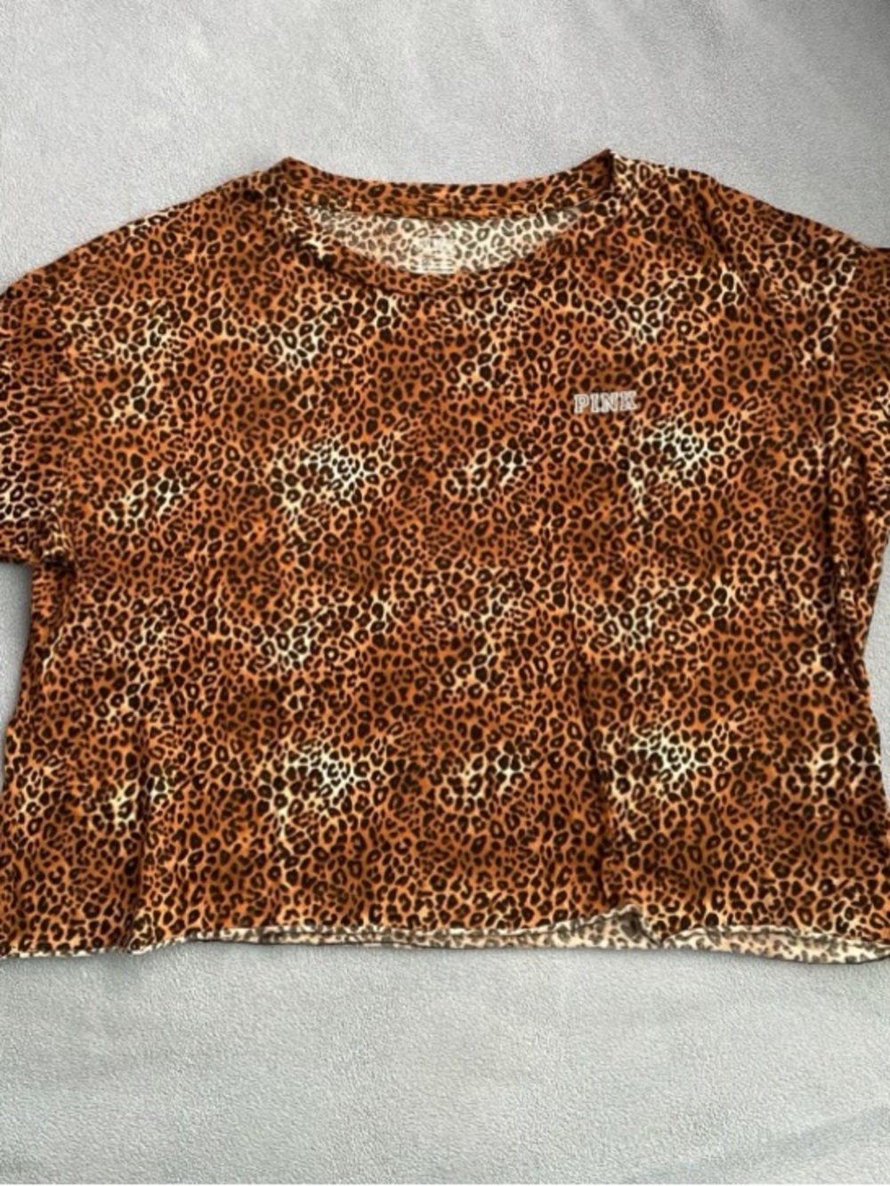 PINK Secret Girls' Leopard Print Short Sleeve Tee - Brown/Black